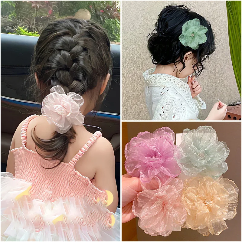 1PC New Children Organza Simulated Floral Hairgrips Girls Hairpins Lovely Hair Clips Kids Headwear Baby Hair Accessories