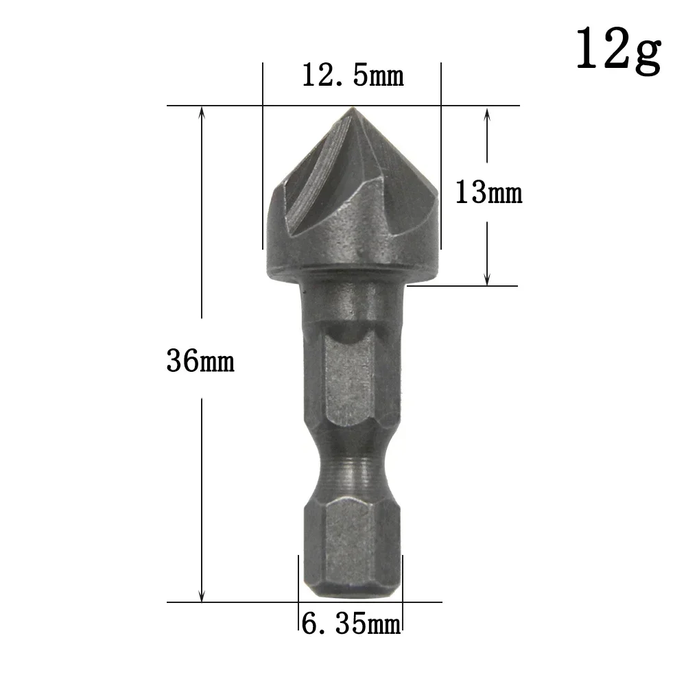 2pc small hexagonal handle five edge chamfering tool chamfering cutter woodworking hole opener spot facer reaming tool drill bit