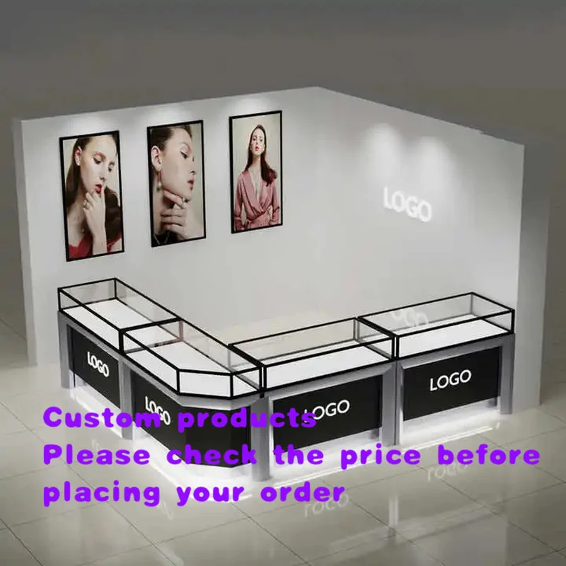 custom.Modern LED Light Metal Display Counter New Design Smoke Shop Rack Sale Mall Showroom Retail Sto