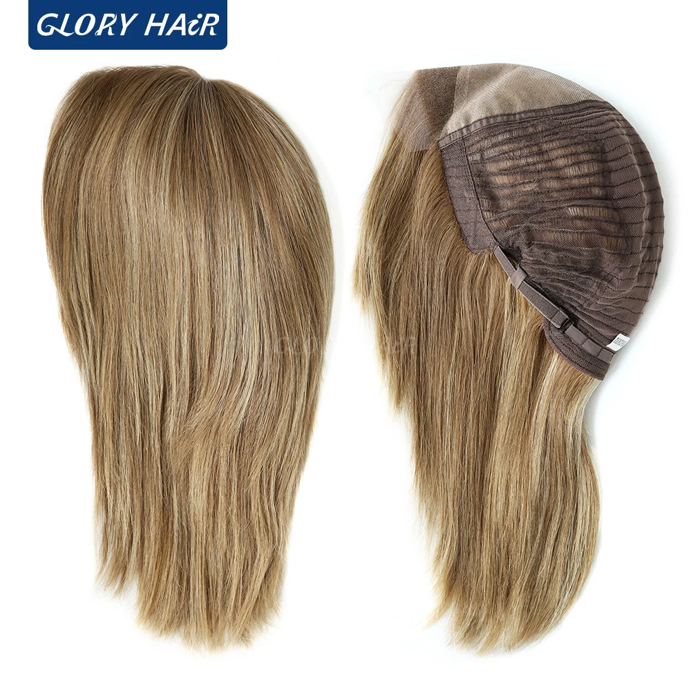 MT12 - 9 Inches Human Hair Wig Promotion Blonde Straight Chinese Cuticle Remy Hair Lace Front Female Wig