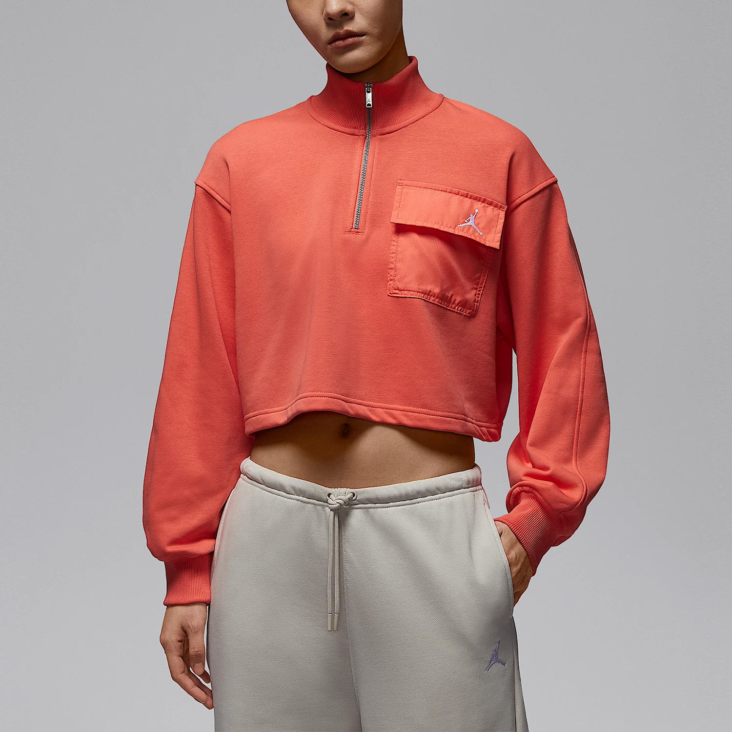 Nike genuine JORDAN women's stand up collar short sports long sleeved top IF1070-643
