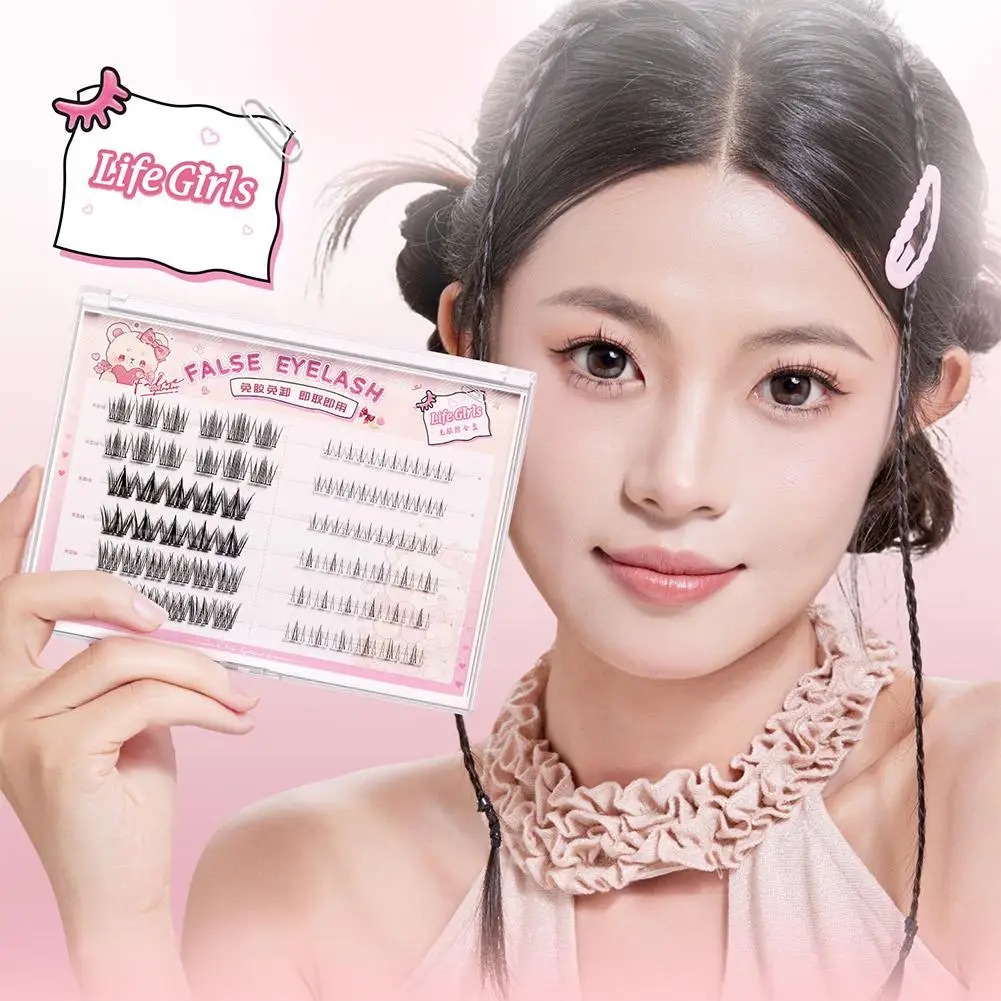 뉴 라이프 걸스 5 스타일 글루 프리 가짜 속눈썹 자연 컬링 DIY 두꺼운 긴 속눈썹 도구 속눈썹 메이크업 E4S4