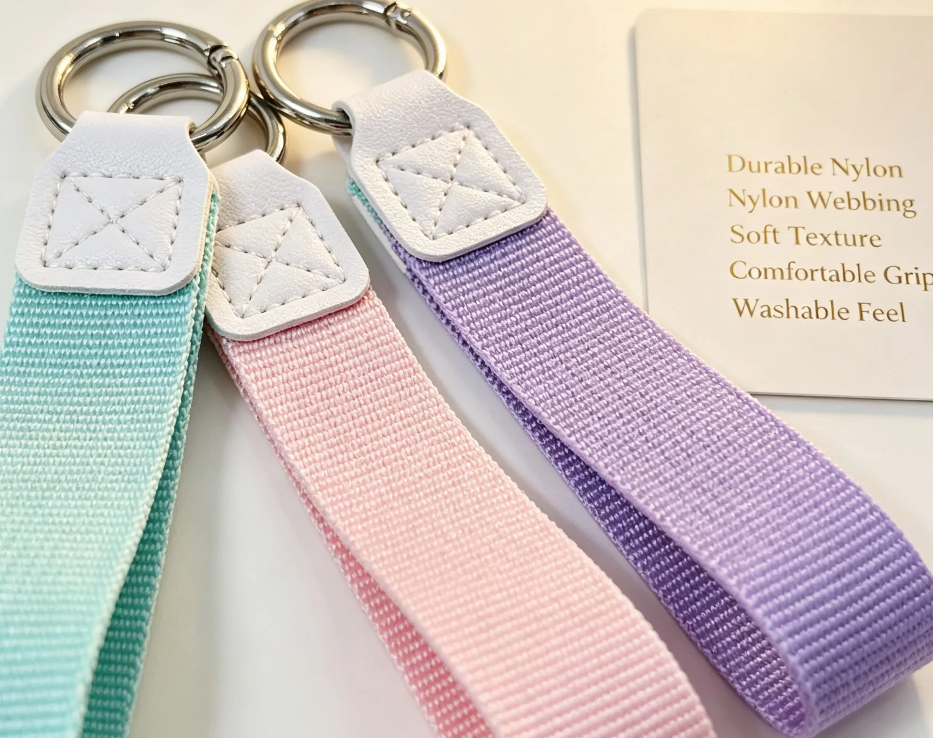 Soft Nylon Wrist Strap Key Ring Pendant Keychain Charm Multicolor Portable Car Key Holder Gift for Women Bag Accessories