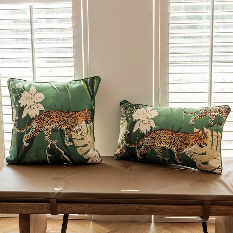 Green Pillow Leopard Cushion Case Luxury Simple Decorative Pillow Cover For Sofa Chair Home Decorations