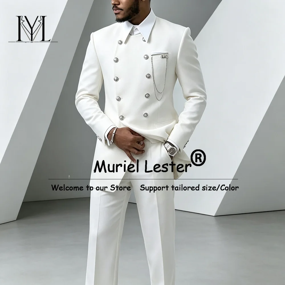 Formal Men's Black Suit Business Jacket Pants 2 Pieces Sets Double Breasted Prom Blazers Party Prom Wedding Tuxedos Customized
