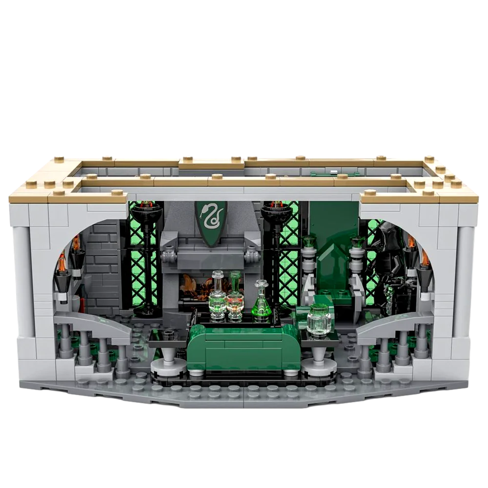 MOC Slytherin Common Room and Dorm Building Block Model Creative Slytherin House Common Room Architecture Bricks Toys Kid Gifts