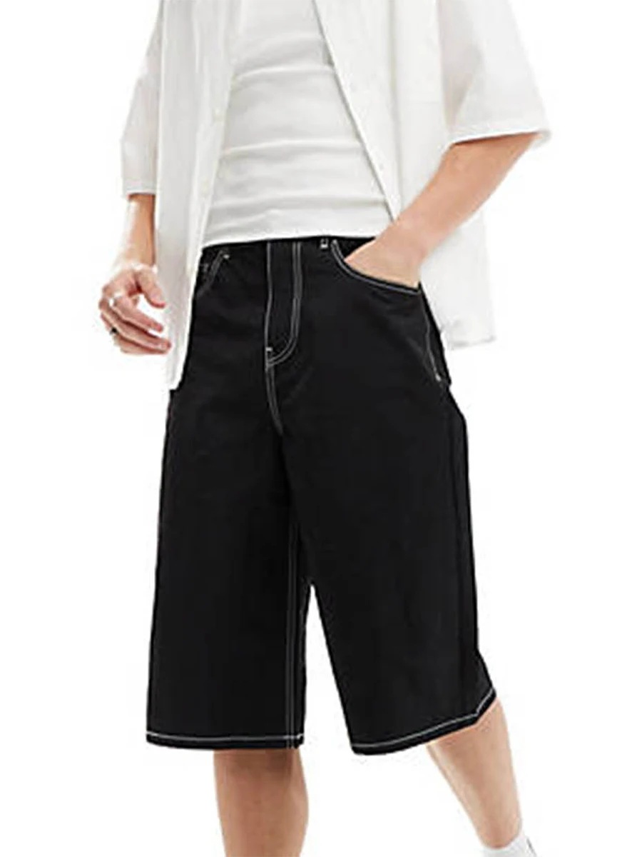 Männer Jeans shorts Reiß verschluss Knopf verschluss Sommer Casual Shorts mit Taschen männliche trend ige Mode kurze Jeans für Streetwear y2k 00s