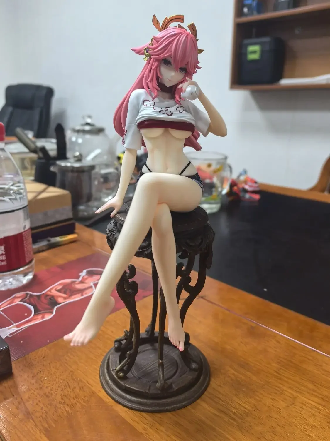 GENSHIN-女の子の置物YAEMiko,PVC,アニメーション,置物,モデル人形,かわいいコレクションの像,装飾玩具