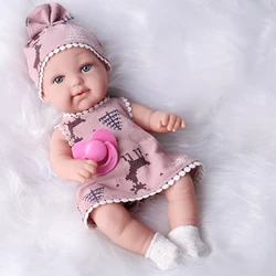 One Piece 12.6 Inches Newreborn Baby Doll Light Pink Color Clothes Vinyl Body 32cm Realistic Reborn Baby Dolls with Pacifier