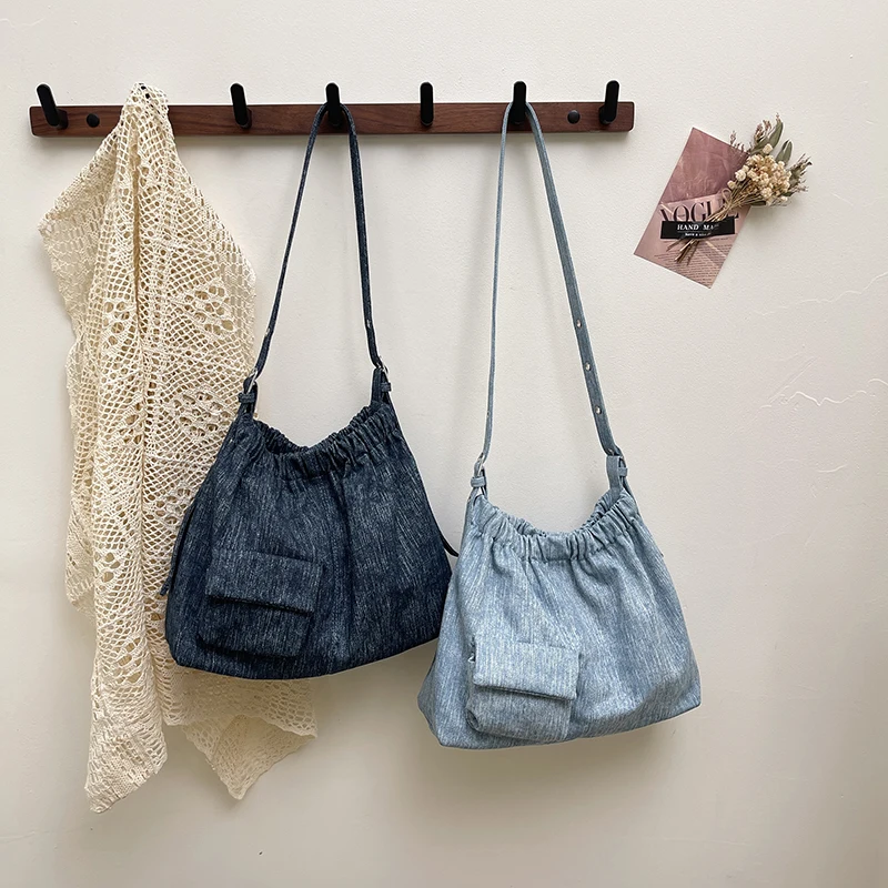 

New Blue Minimalist Niche Large Capacity Denim Bag Crossbody Bag for Women 2026 Hot Sale Trendy Casual Versatile Shoulder Bags