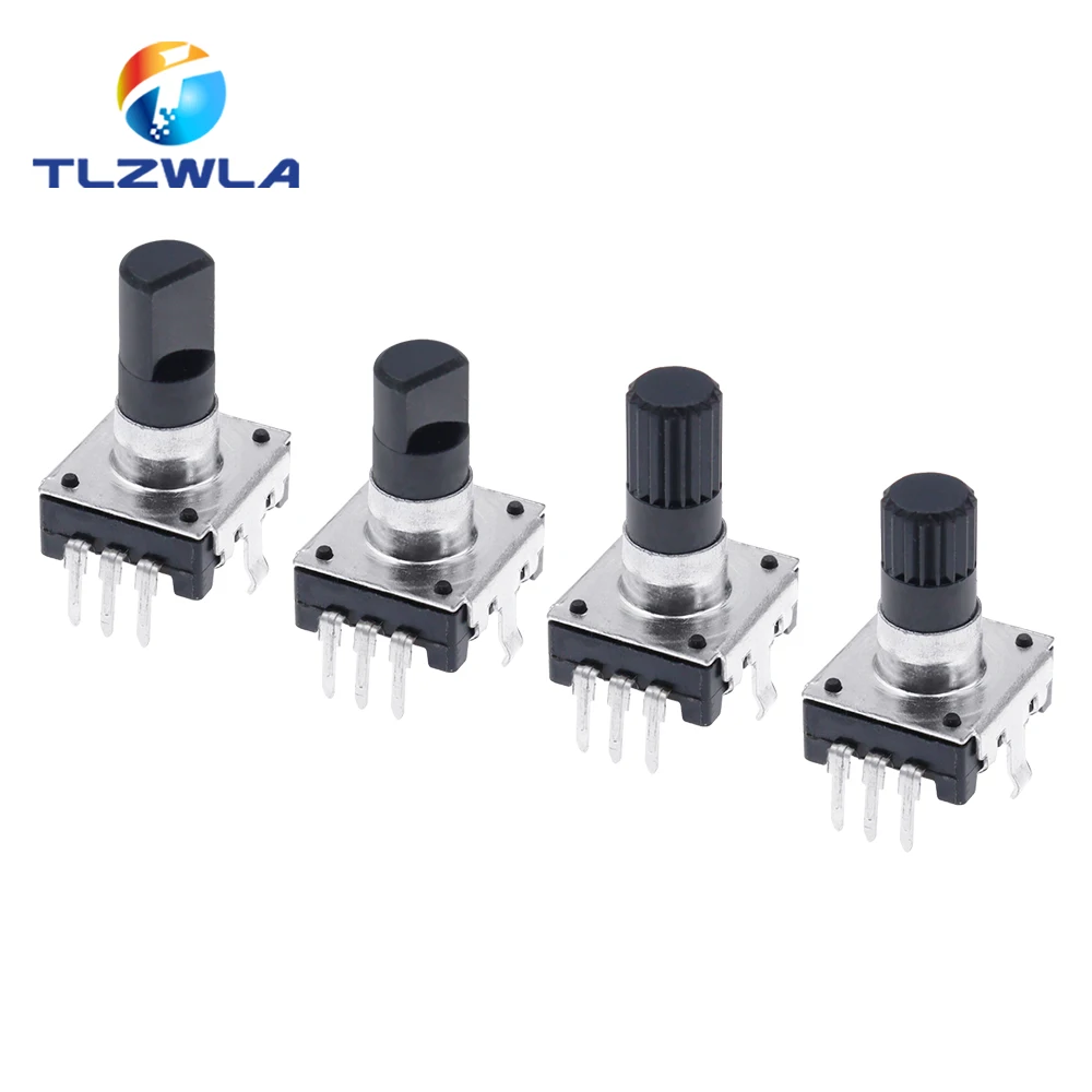 EC12 360 Degree Rotary Encoder RE12 Audio Encoder Coding 3Pin 24 Position No With Push Button Switch Handle 12/15/20mm
