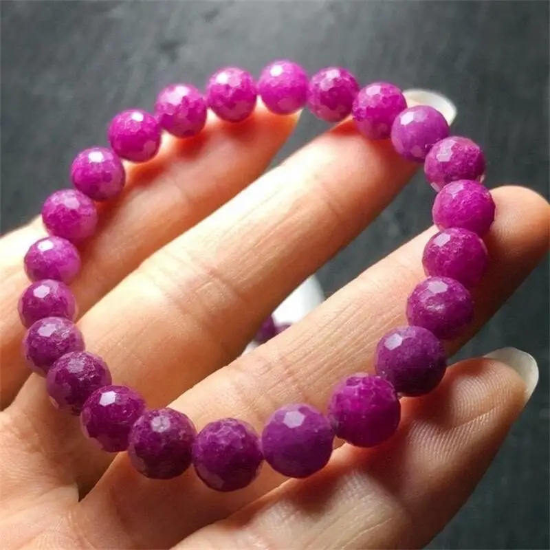 

Natural Ruby Faceted Bracelet Fashion Jewelry Beaded Gemstone Handmade Delicate Yoga Healing Jewelry Gift 1pcs 8mm