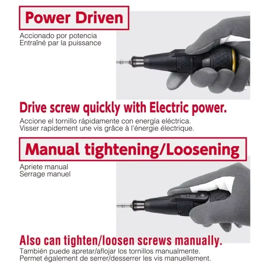 VESSEL 220USB-17C Electric Screwdriver Set 17Pcs with PH/SL/Torx/HEX/PZ Screws Ball Grip Screwdriver with LED Light USB Charge