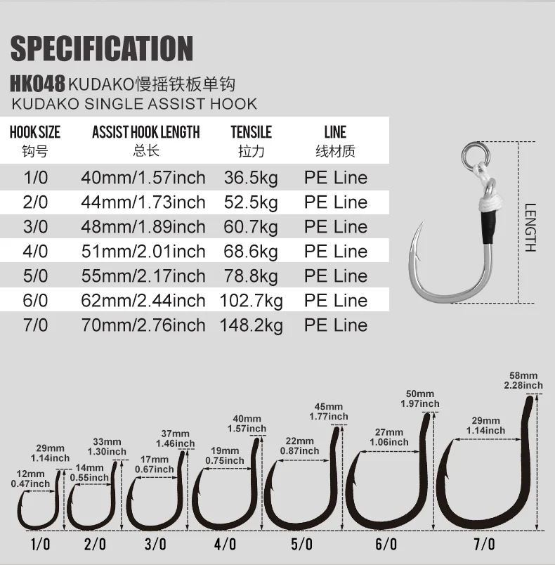 OBSESSION HK048 2 Stück/Beutel Verstärkte Slow-Jigging-Einzelhaken aus Hochkarbon-Stahl 1/0-7/0 Salzwasser-Metall-Jig-Assist-Haken – Detail 6