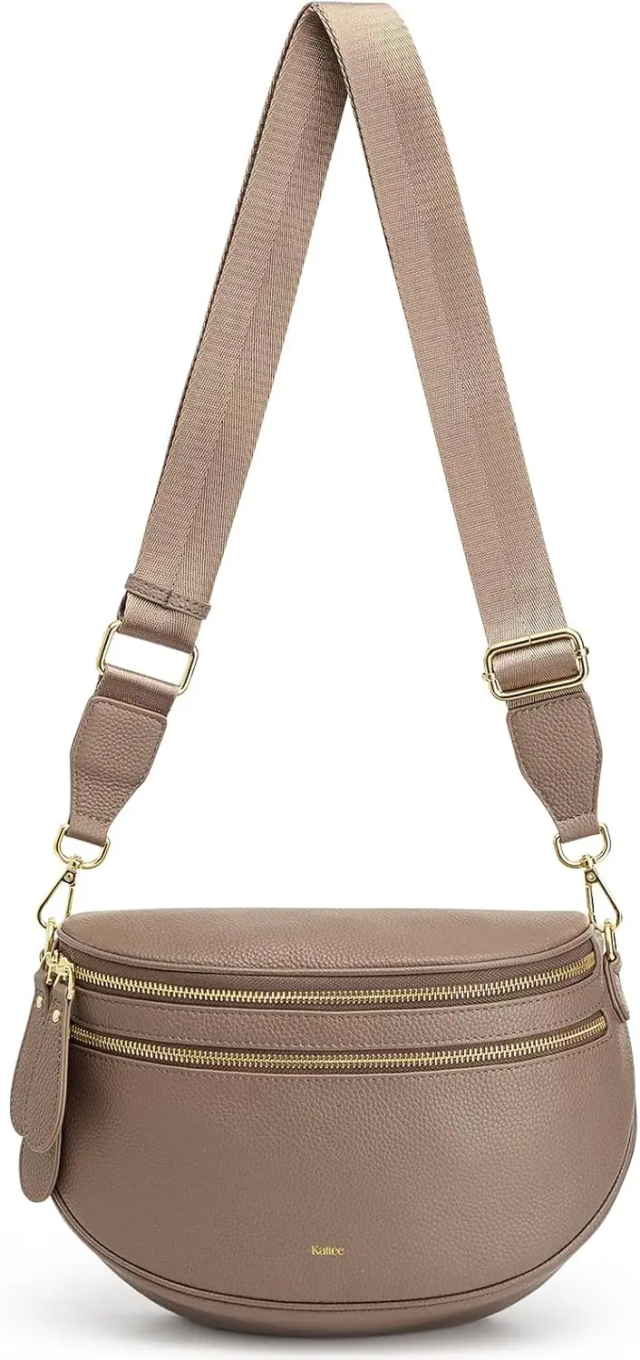 

Leather Crossbody Bag for Women, RFID Blocking Fanny Pack with Spacious Design in Khaki