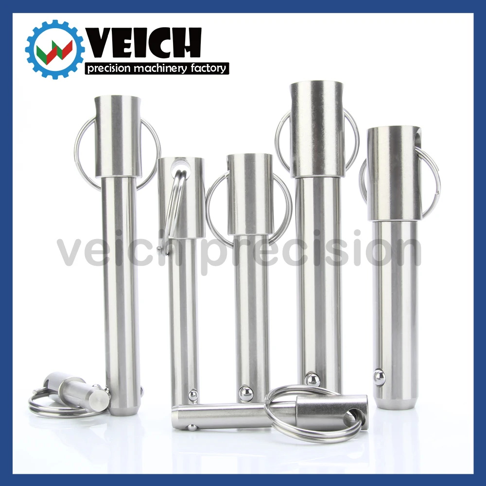 

VCN115.1 Usable Length 10~100mm All Stainless Steel Solid Quick Release Pins Spring Ball Lock Safey Latch Pins With Ring