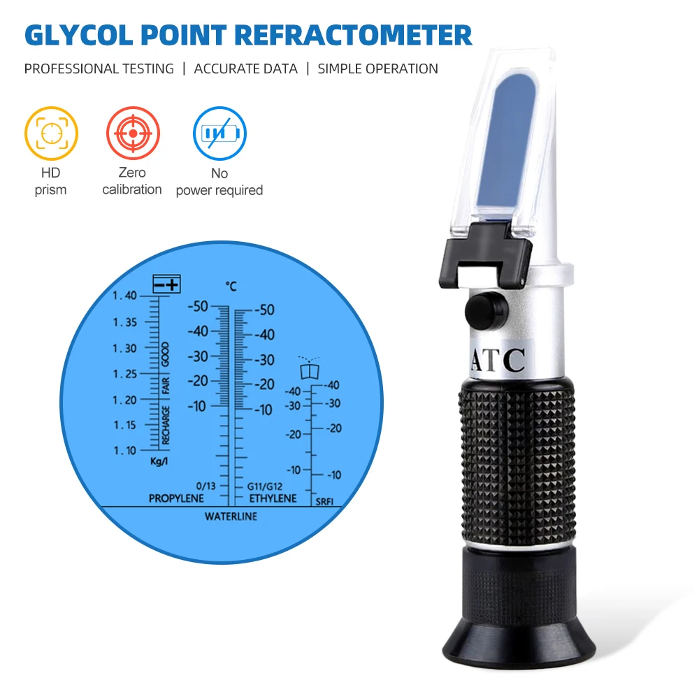 Car Antifreeze Refractometer Ethylene Propylene Glycol 1-1.4 Antifreeze Battery Fluid Hydrometer Glass Freezing Point Tester