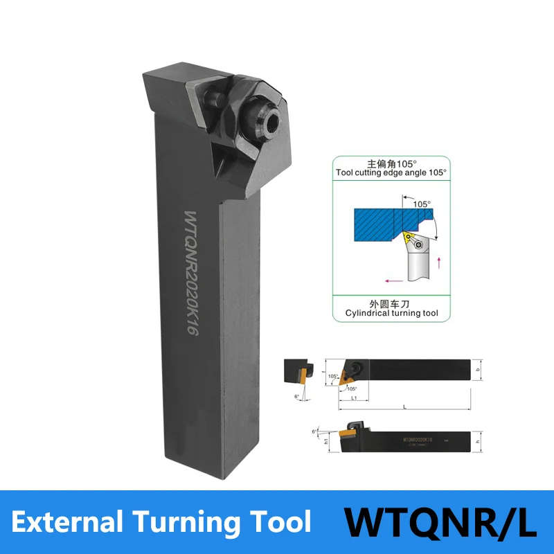 LIHAOPING WTQNR WTQNL External Turning Tool Holder WTQNR1616H16 WTQNR2020K16 Lathe Cutter CNC WTQNR1616 WTQNR2020 WTQNR2525 Bar