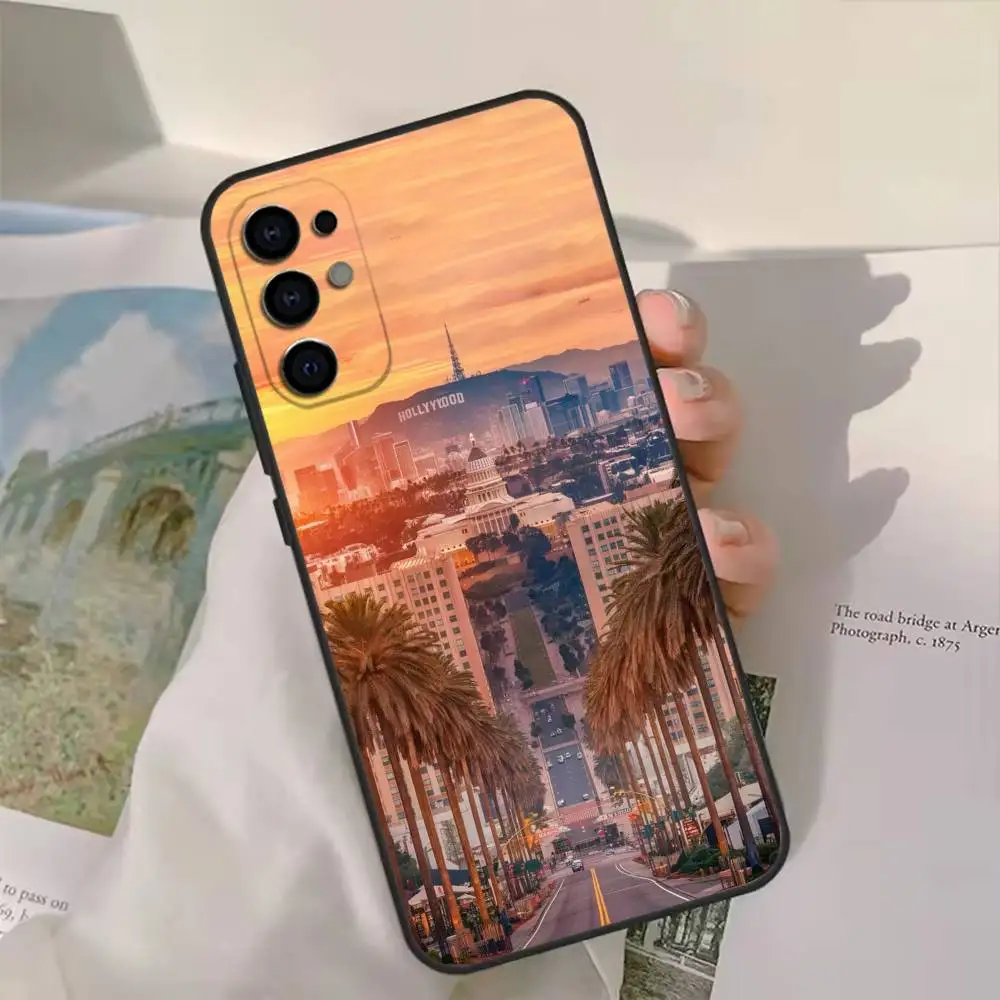 Дорожный чехол для телефона Los Angeles California для Samsung S25, S24, S21, S22, S23, S30, Ultra, S20, Plus, Fe, Lite Black Shell