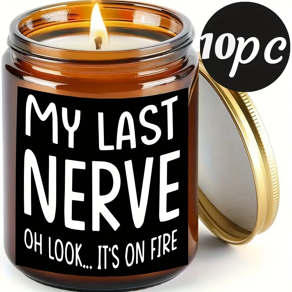 

2/10Pcs Funny "My Last Nerve" Candle Stickers, Home Decor Decals - Perfect Halloween/Christmas, Cute Themed Decor Stickers