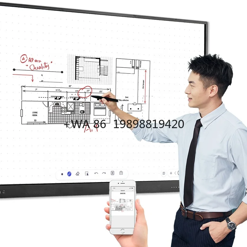 

Mohs-7 level glass 350cd/m2 brightness 4K uhd 3840x2160 60hz android 11 32 touch 982 series 65" 75" 86 interactive smart board