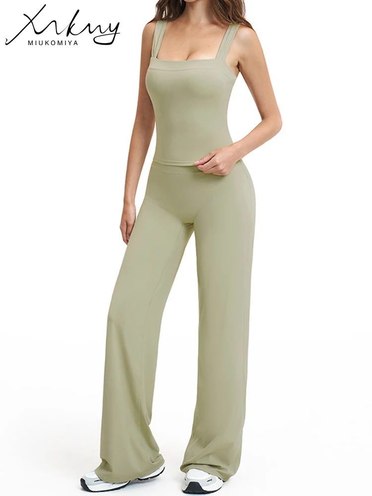 MiuKoMiYa Outfits For Women 2 Piece Set Summer Tank Top Set Purple High Waist Flared Pants Gym Sets Jogging Suit Woman Tracksuit