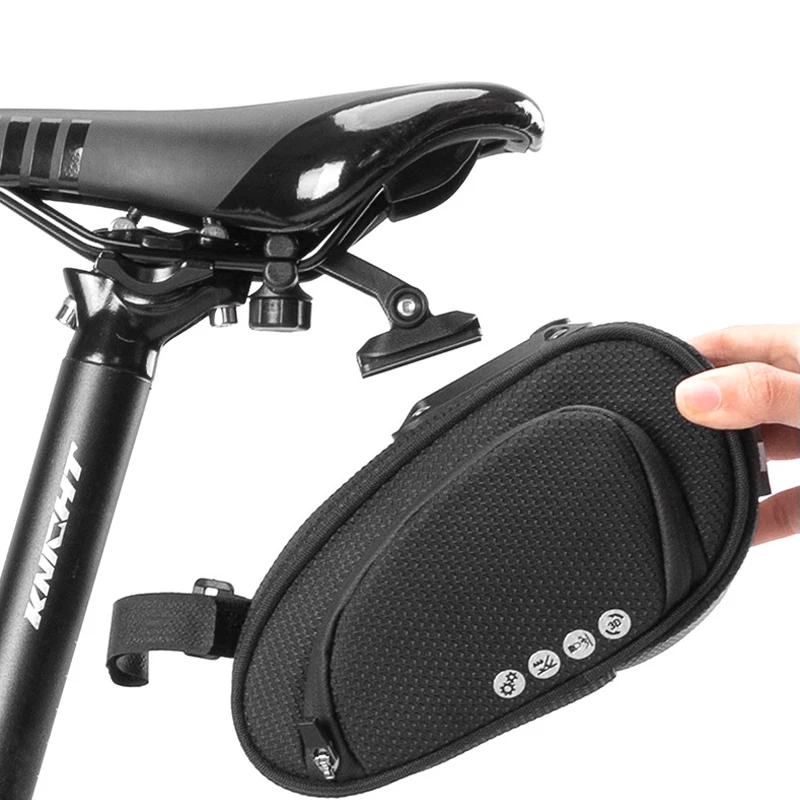 ROCKBROS Small Bicycle Saddle Bag Rainproof Shockproof MTB Road Bike Bag Refletive 1L Cycling Rear Tail Bag Bike Accessories