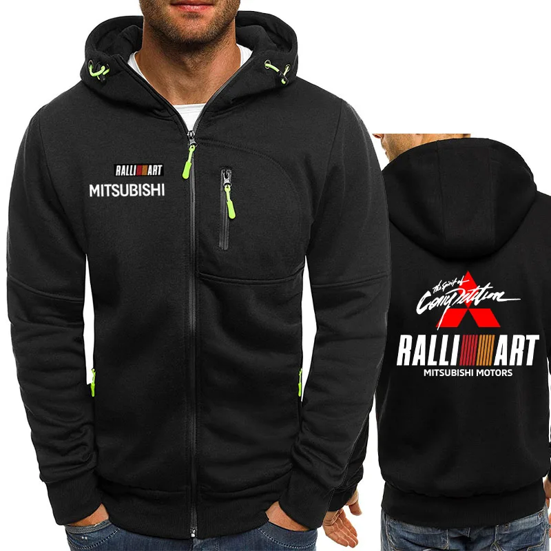 2025 Spring and Autumn Mitsubishi Racing Rally Men's Jacket Hooded Jacket Zipper Sweatshirt Men's Jacket Men's Coat M-4XL