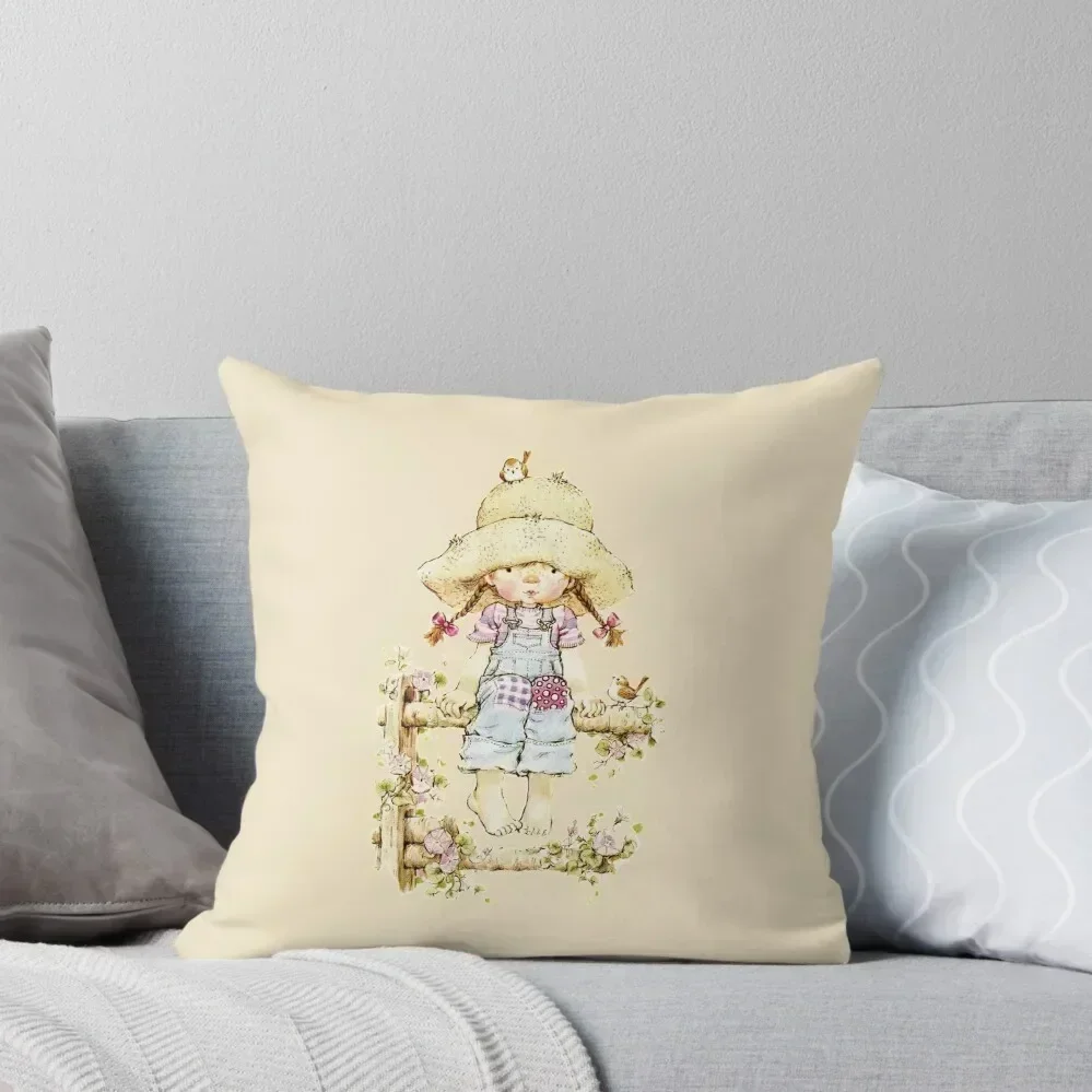 Sarah Kay - Girl sitting on a fence with birds Throw Pillow autumn decoration Sofa Cushion Cover Luxury Pillow Case pillow