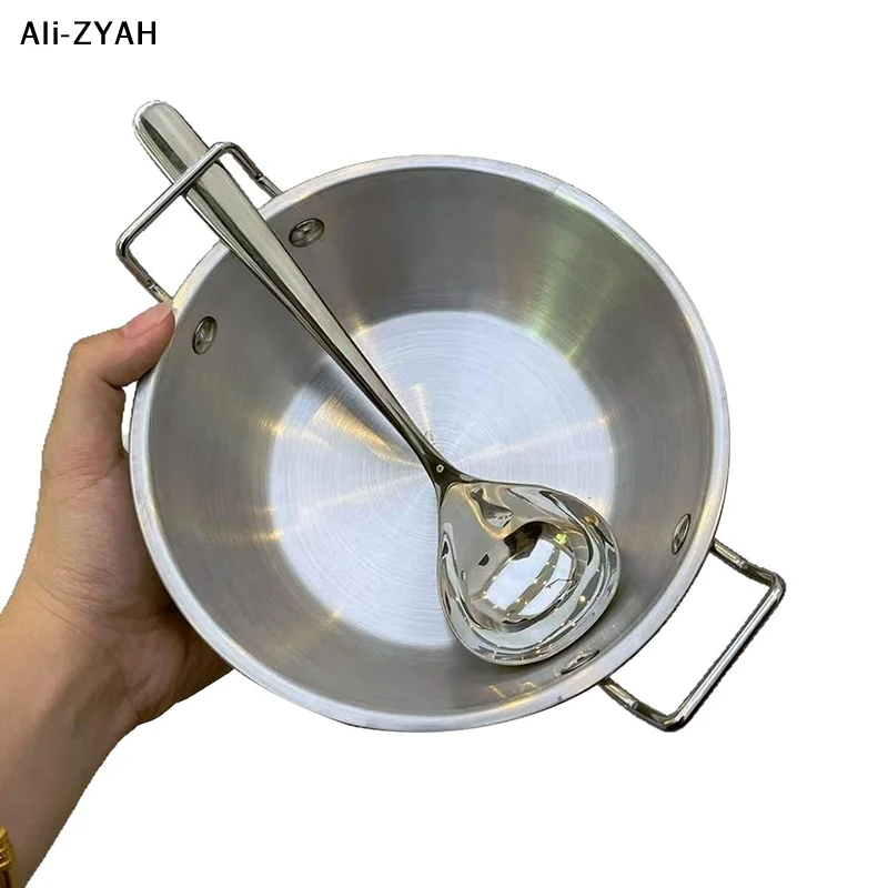 Stainless Steel Seafood Rice Pot Home Cooking Paella Pan Picnic Snack Plates Cookware Saucepan Dry Pots With Handle For Kitchen