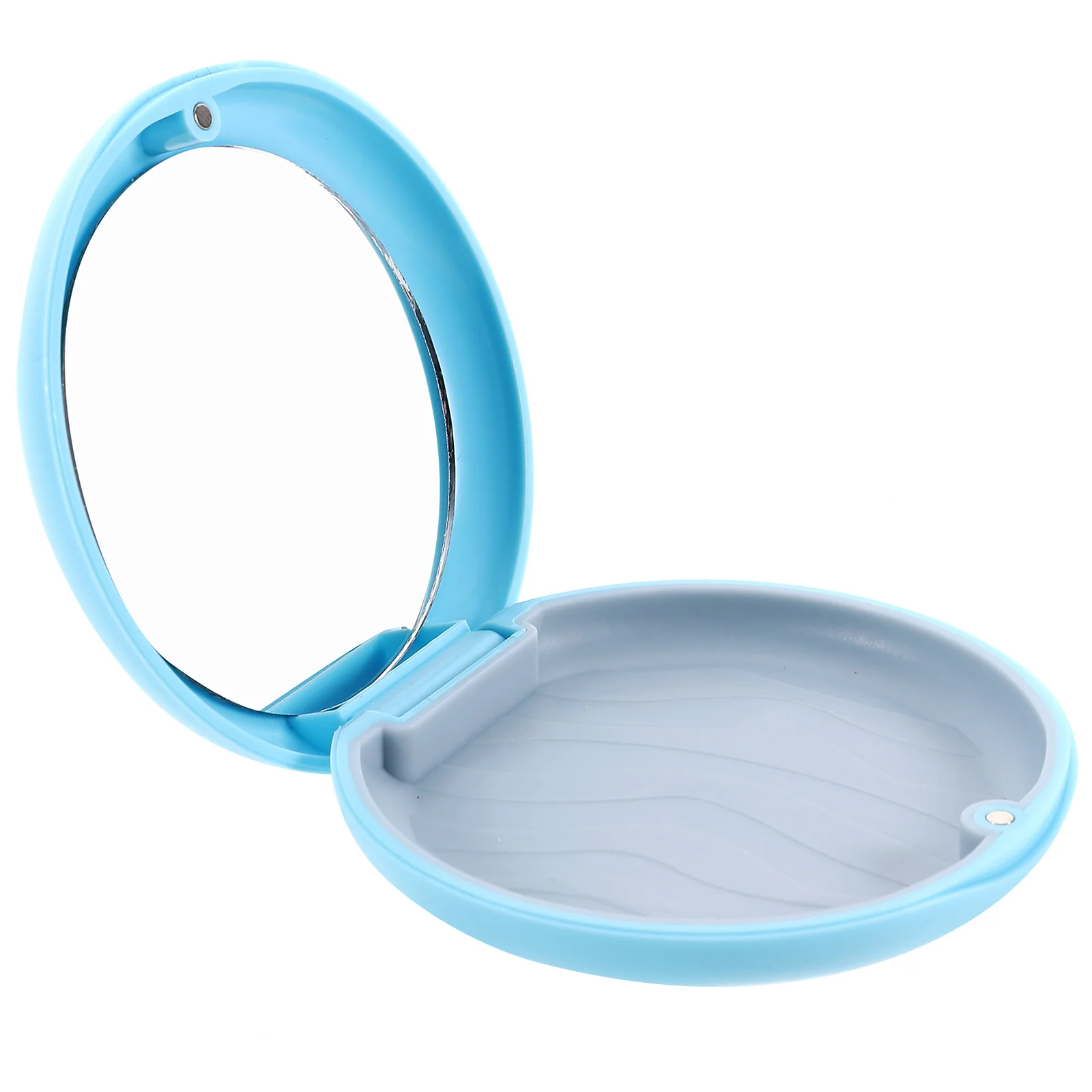 Compact Denture Case with Mirror Magnetic Closure Portable Retainer Holder Strong Plastic Design Easy Carry for Daily Use