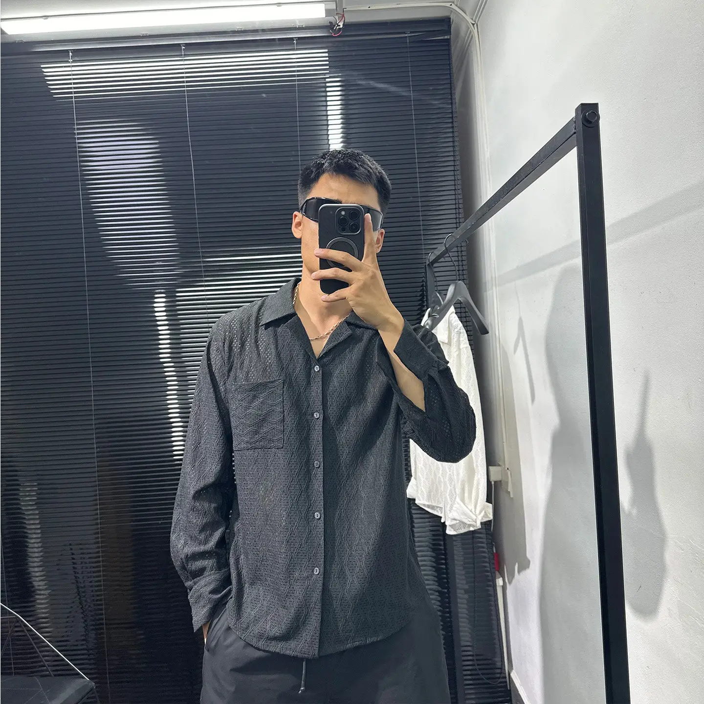 Dark Design Avant-Garde Hollow Embroidered Shirt Men's Autumn Retro Loose Casual Versatile Long Sleeve