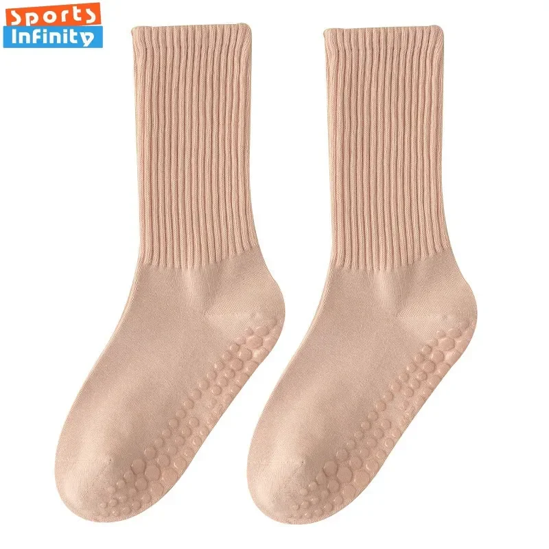 Calcetines de Yoga de tubo medio para mujer, medias profesionales antideslizantes para Fitness, Pilates, Otoño e Invierno