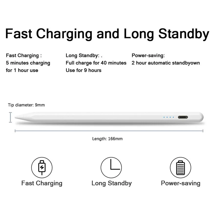 Universal-Stift mit LED-Digital anzeige kapazitiver Touch-Stift für iPhone & iPad Huawei Matepad Samsung Tablet etc.