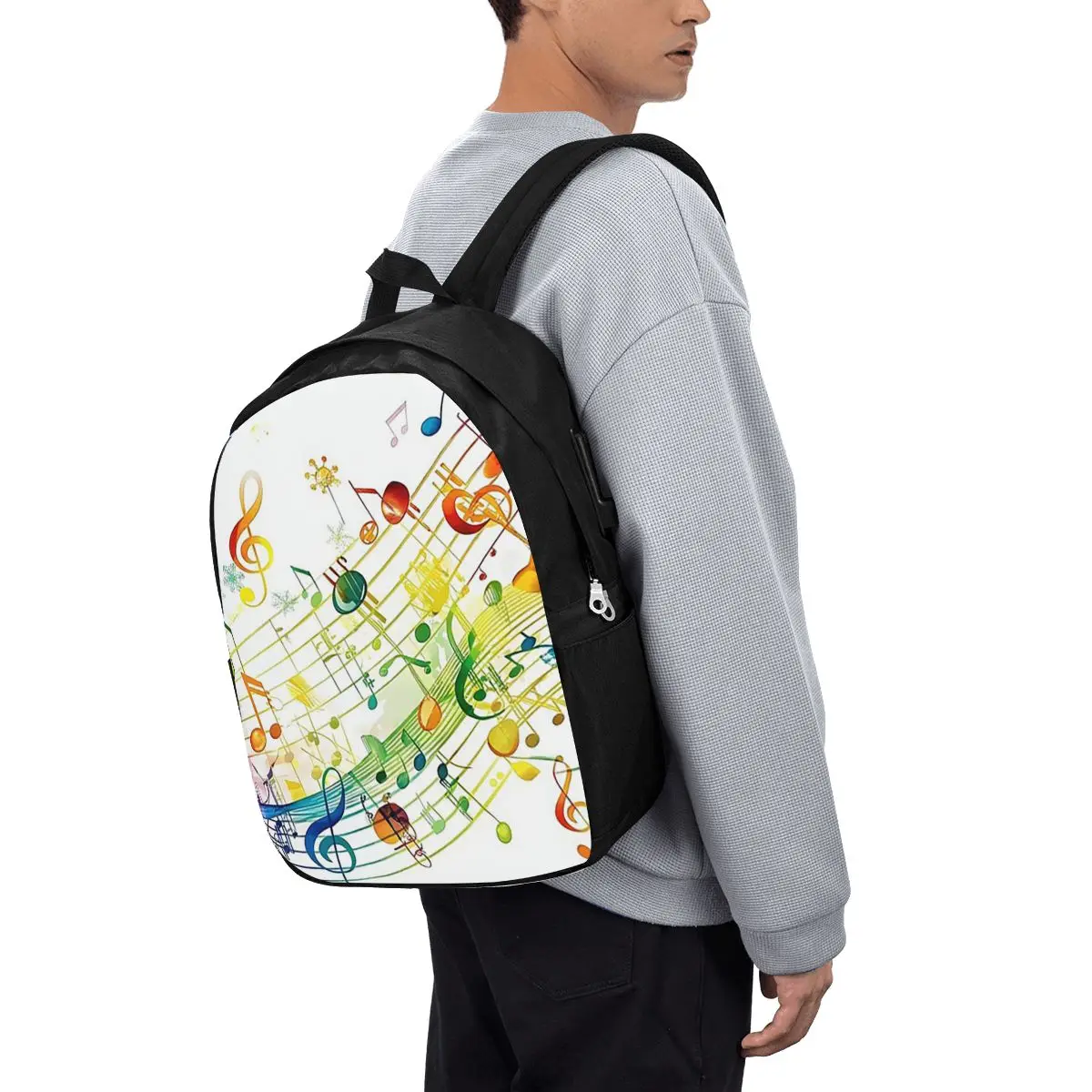 Abstract Piano Keys With Musical Notes Backpack Travel Notebook Bag Computer College Student School Bag Laptop Shoulder Bags view 3