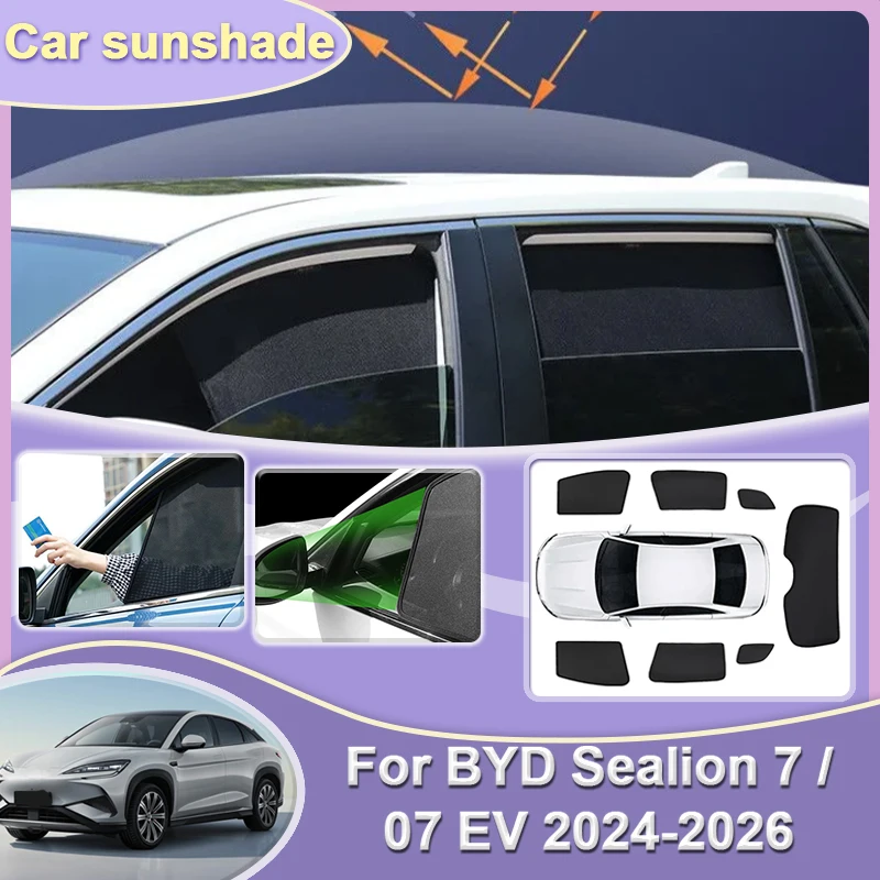

Автомобильный сетчатый солнцезащитный козырек для BYD Sealion 7 Accesorios 07 EV 2024 2025 2026 солнцезащитный козырек автозатеняющая шторка для окна автомобильные аксессуары