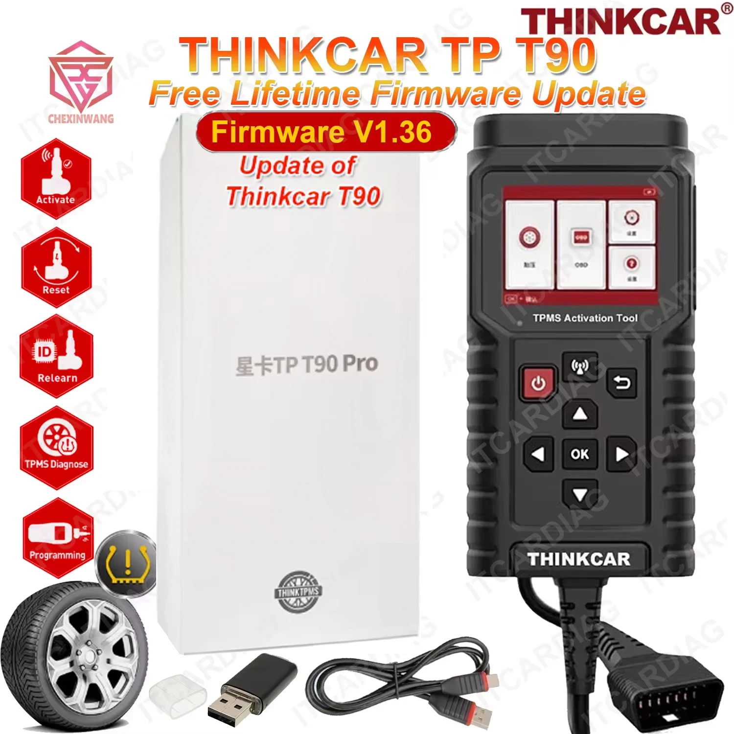 2026 ThinkCar TP T90 Pro TPMS Free Firmware Update OBD2 Car Diagnose Fault Code Programmer Tire Pressure Sensor Tool