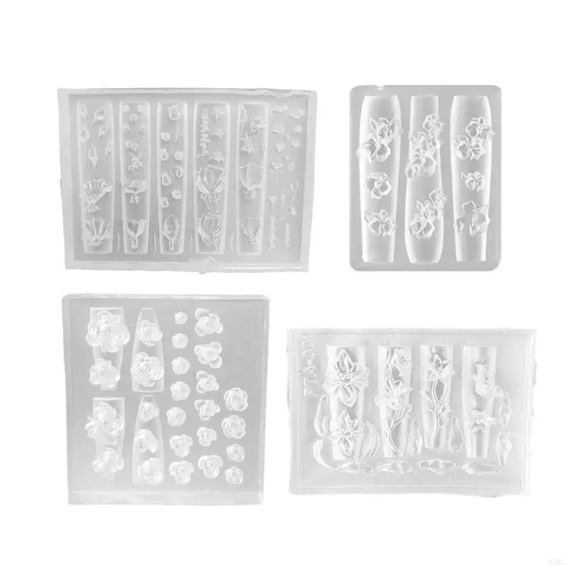 

R3MC Flexible Silicone Mould for Nail Art Featuring Butterfly and Flower Designs Home Accessory for Creative Projects