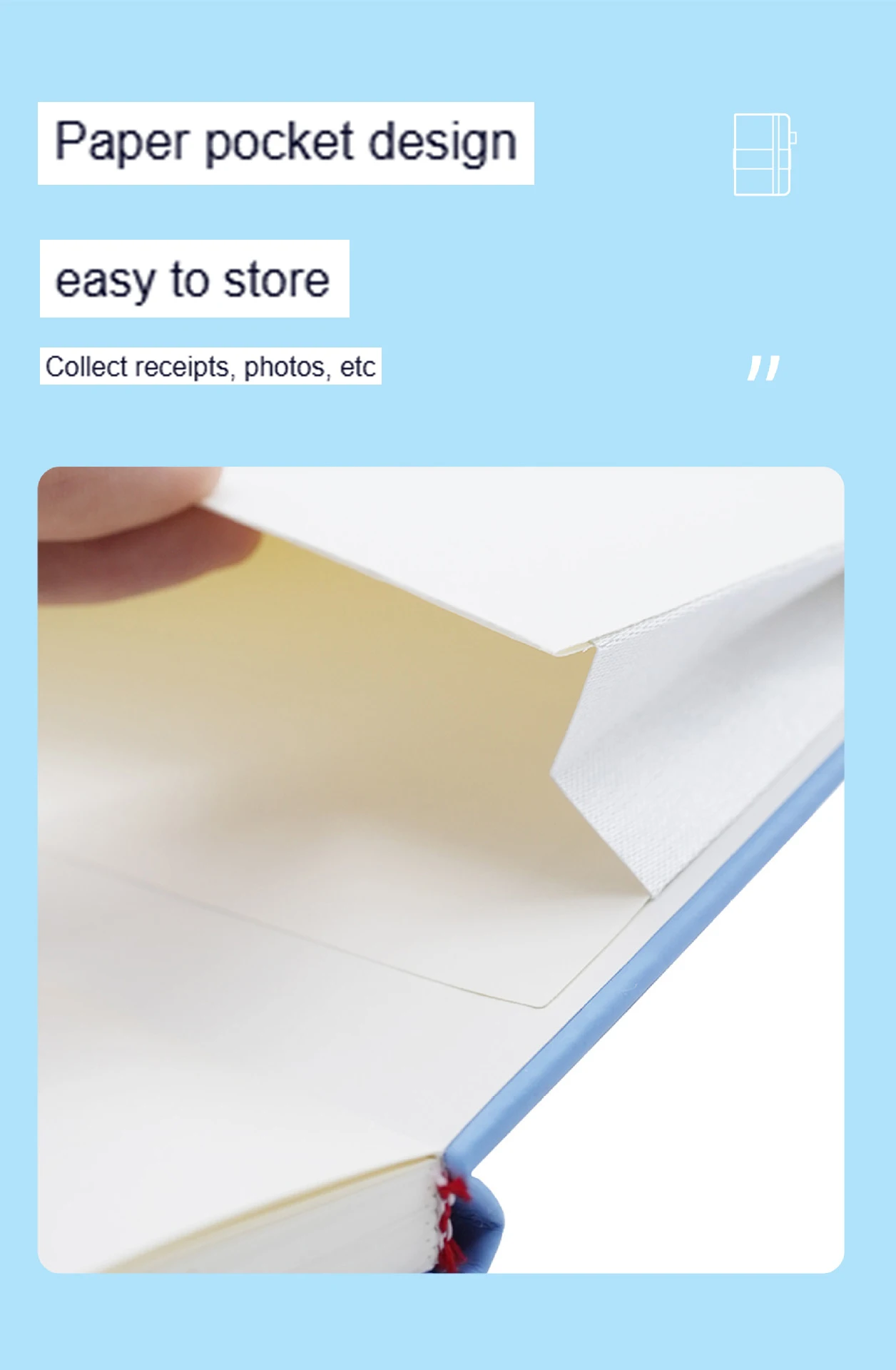 A5 Skizzenbuch mit Gummiband, kleines Notizbuch und Tagebücher, Schreibwaren, Tagebuch, Schreibblöcke, Büro- und Schulbedarf – Detail 4