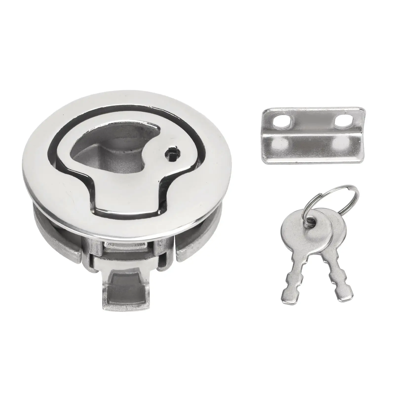 

Marine Boat Door Lock Universal Flush Pull 316 Stainless Steel 2 Round with 2 Keys for rv for home