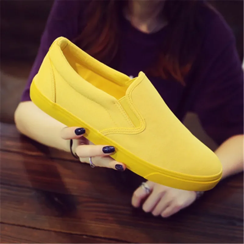 Men and Women Breathable Canvas Casual Shoes Student Loafers Shoes Unisex Fashion Flat Sneaker Orange Yellow Green Footwear