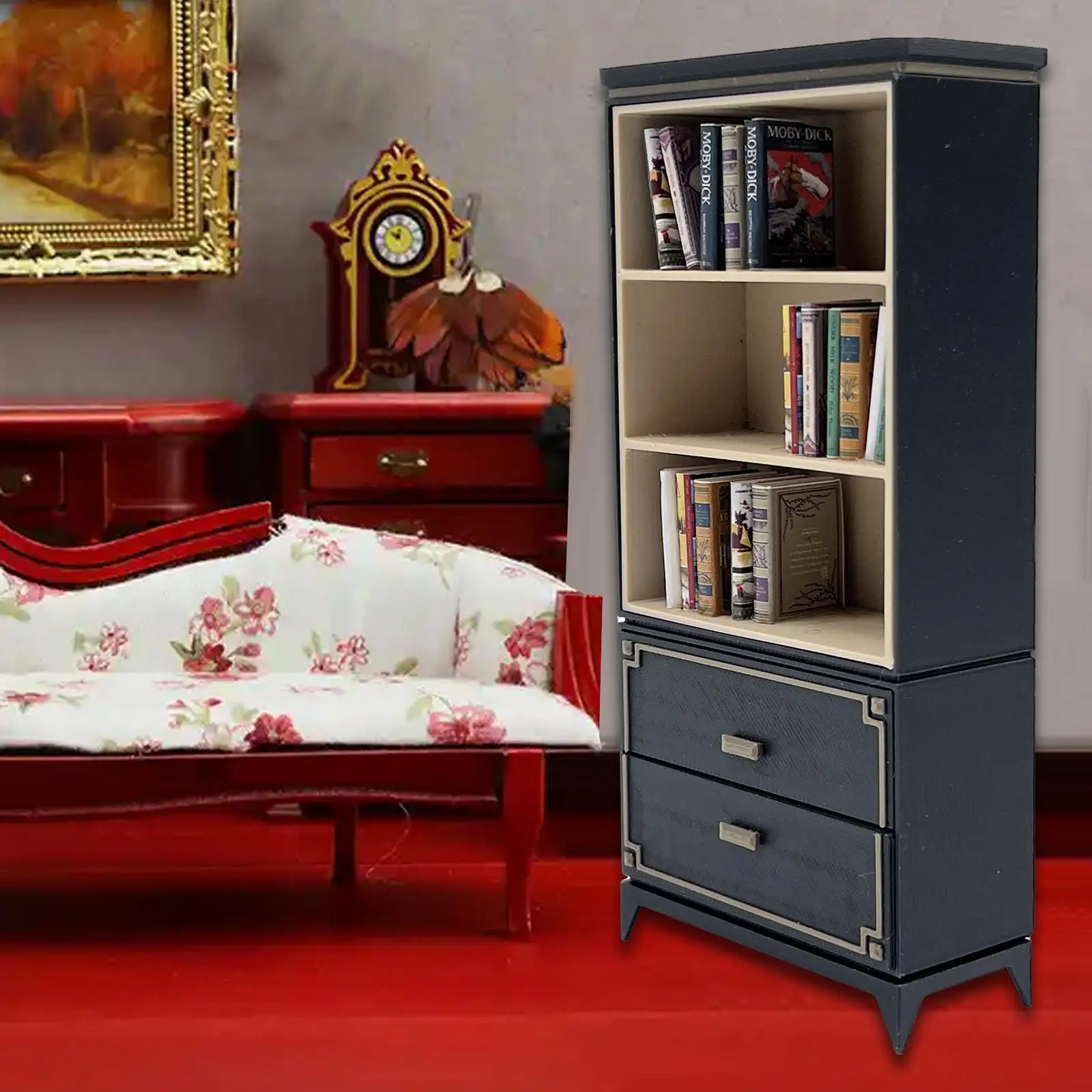 Decorazione per libreria per casa delle bambole in scala 1:12 Decorazione da collezione artigianale Micro modello di paesaggio Mobili per casa delle bambole Mini armadio di stoccaggio