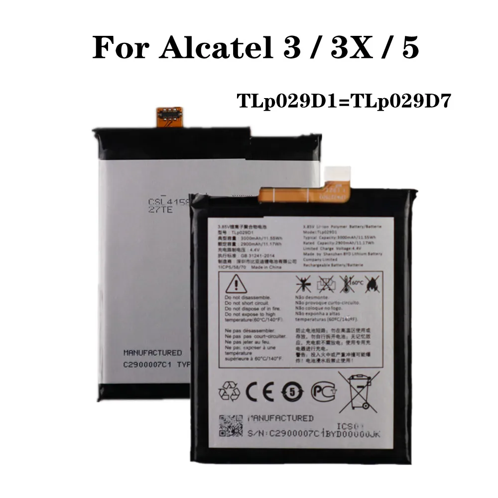 TLP029D1 TLp029D7 Phone Battery For Alcatel 3 3X 5 TCL V760 Y660 OT-5052D 5052Y 5058 OT-5086D OT-5034D OT-5008Y 3000mAh Battery