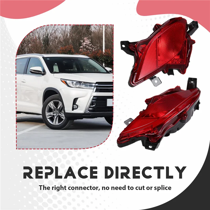 

Прочные отражатели стоп-сигнала заднего бампера для Toyota Highlander 2020-2023 81480-0E060 81490-0E060