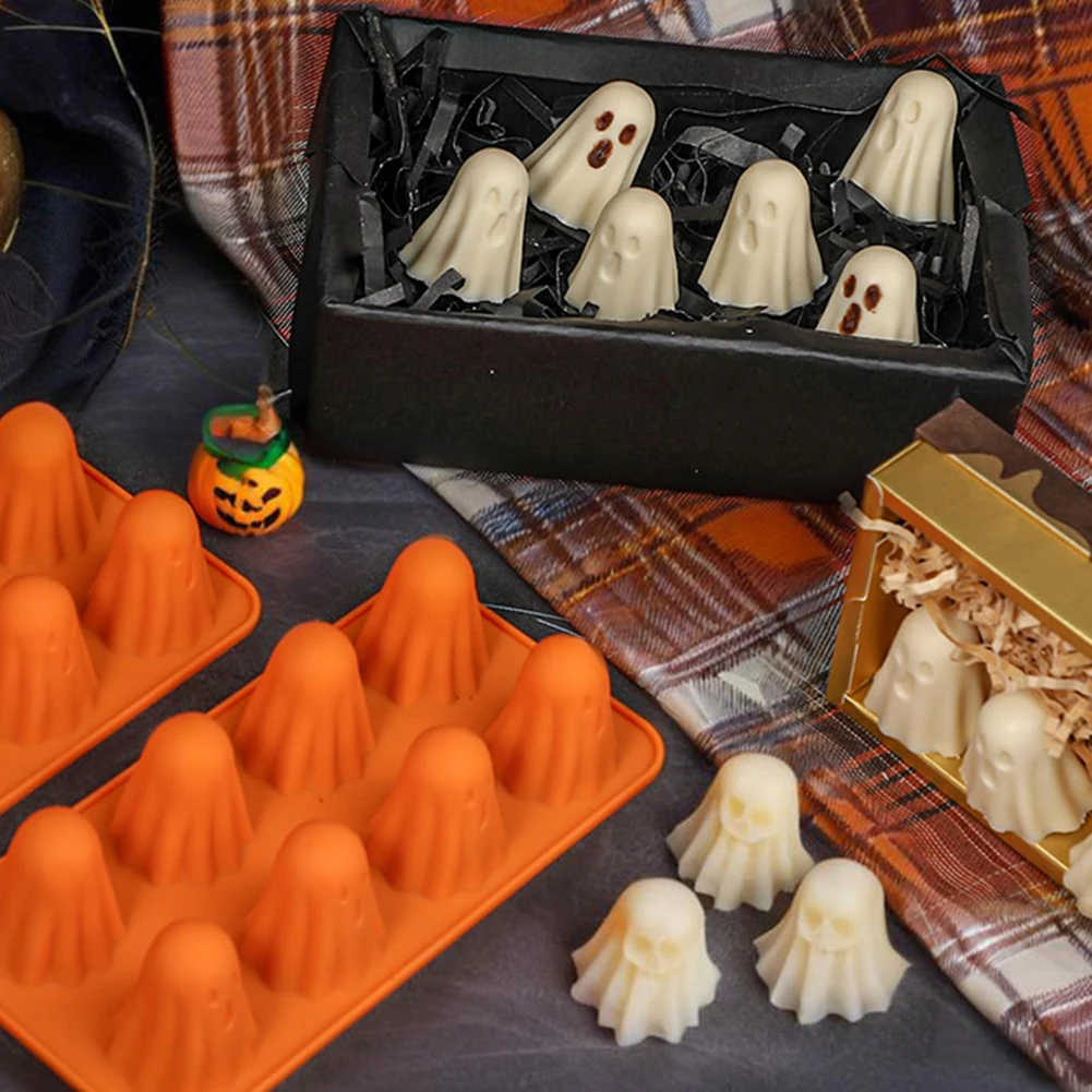 1pcs 3D Ghost Silicone Mold Reusable Halloween Silicone Moulds Wear Resist Holiday Kitchen Tools for Jelly Chocolate Candy Gummy
