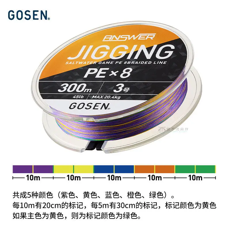 Gosen X8 – Línea trenzada PE para jigging resistente a abrasión - imagen 3