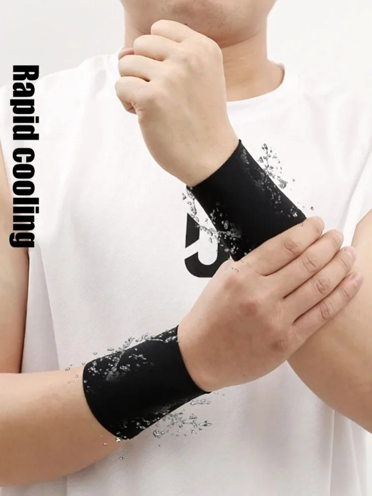 1 paire de bracelets élastiques en soie glacée, bandes élastiques respirantes, gris, noir, bleu, blanc, manchon de poignet à Compression, Support de poignet