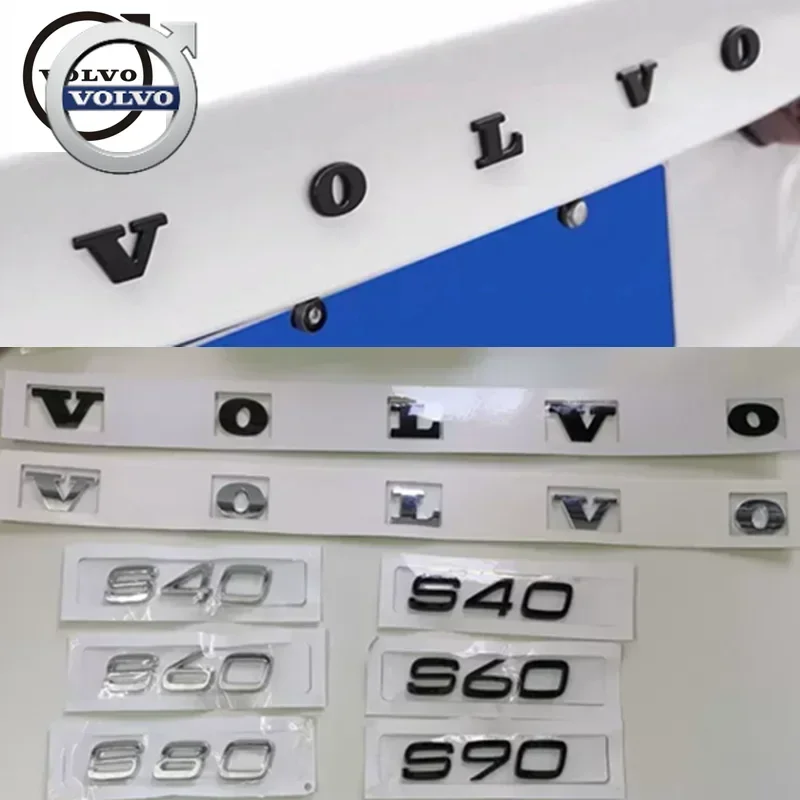 

For Volvo New Glossy Black Trunk Emblem Badge W/Silver Lettering For Volvo Xc60 Xc90 V40 V60 S60 V50 V90 S80 C40 XC40 V70 XC70 C