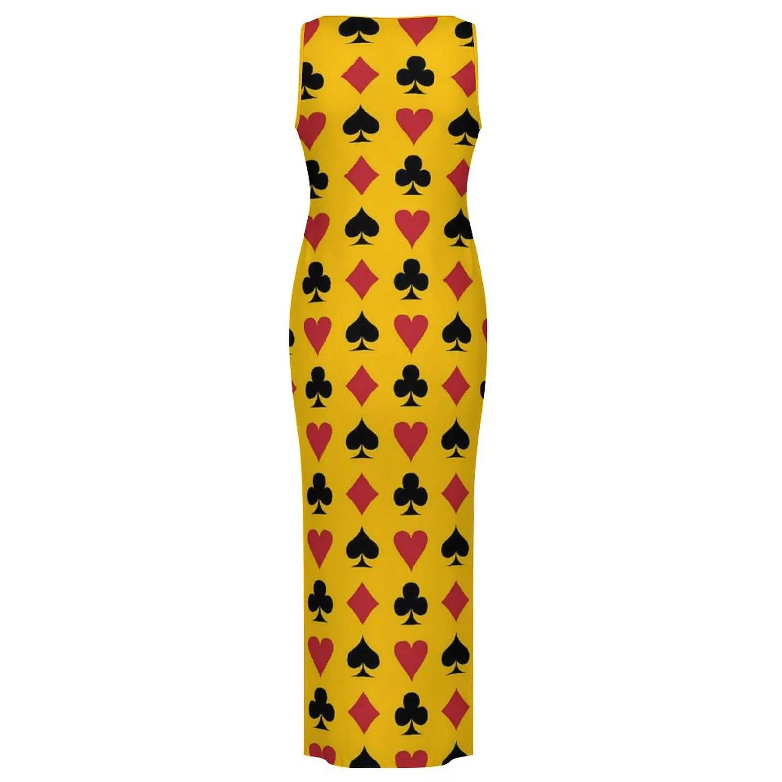 여자 카드 놀이 드레스 다이아몬드와 하트 패션 Bodycon 드레스 여름 민소매 슬림 섹시한 맥시 드레스 특대 Vestidos