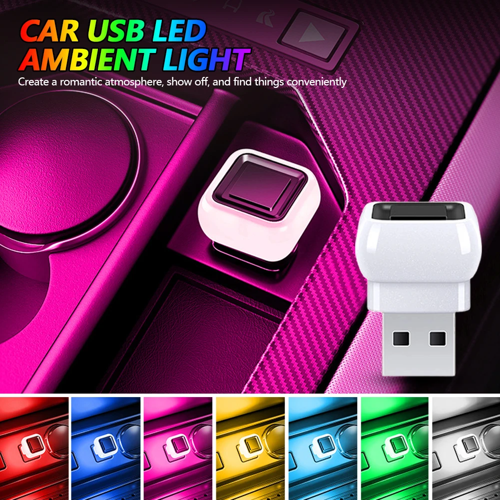 Portable Car Mini USB LED Ambient Light 5V Plug & Play Decorative Atmosphere Lamps Car Interior Decoration Lighting Night Lights